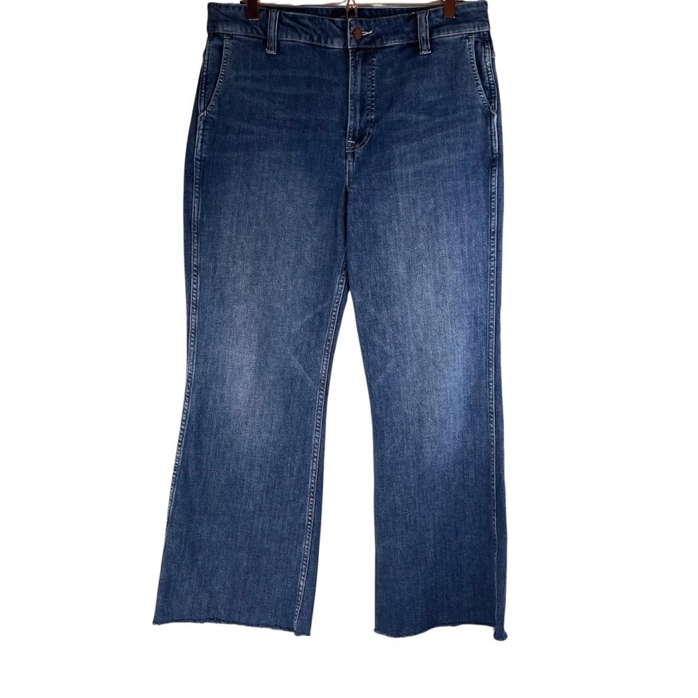 J. Crew Women’s Wide Leg Trouser Jeans Raw Hem Cotton Blend Size 31